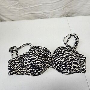 LASCANA for Venus Bikini Top Women DD Black White Animal Print Padded Underwire